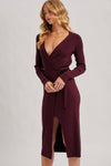 Ribbed Wrap Midi Dress