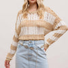 Striped Ladder Knit Pullover Sweater