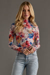 Multicolored Abstract Floral Mesh Top