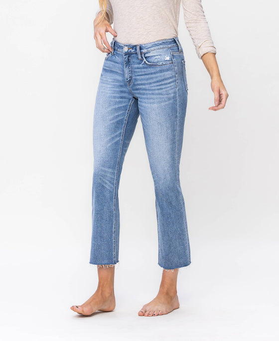 Mid Rise Slim Straight Jeans