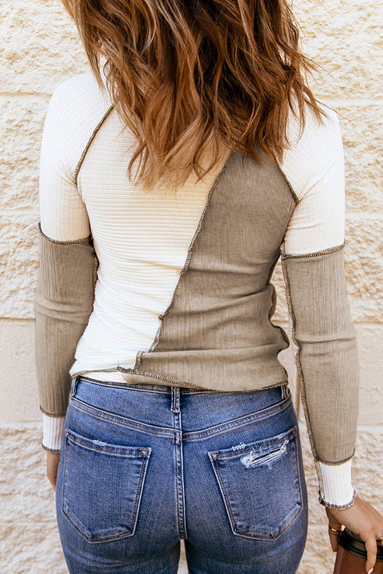 Color Block Rib Knit Top