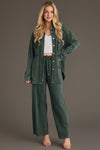 Pine Green Washed Soft Button Up