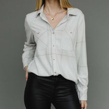  Light Tan & Gray Plaid Button Up