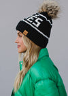 Black & White Apres Pom Hat