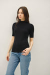 SHORT SLEEVE MOCKNECK KNIT TOP