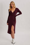 Ribbed Wrap Midi Dress
