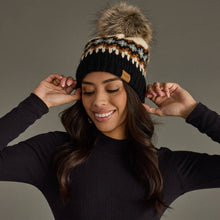  Cream, Rust, Black & Gray Pom Hat