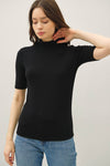 SHORT SLEEVE MOCKNECK KNIT TOP