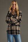 Tan & Black Plaid Button Up
