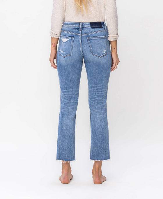 Mid Rise Slim Straight Jeans