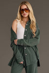 Pine Green Washed Soft Button Up