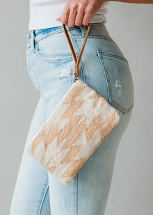  Tan & Cream Aztec Wristlet