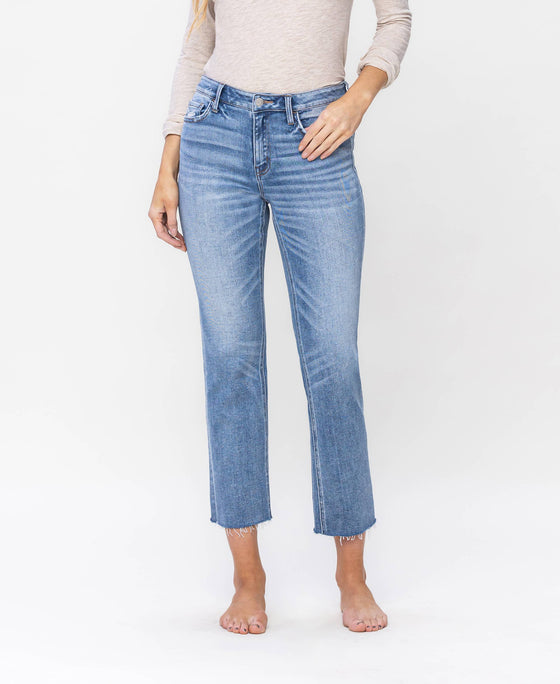 Mid Rise Slim Straight Jeans