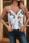 Floral Print Lace V Neck Tank Top