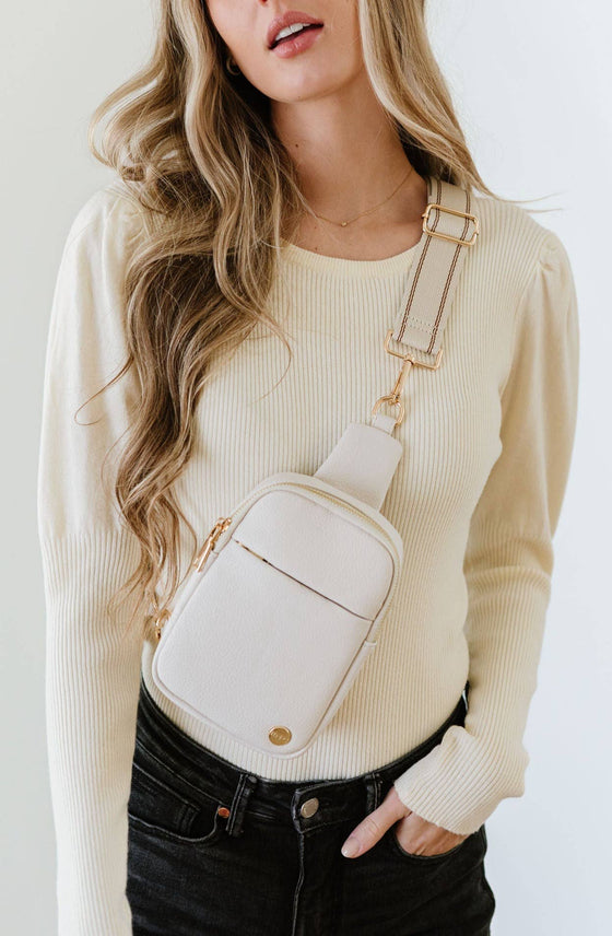 Bridget Sling Crossbody Fanny Mini Belt Bag: Cream