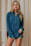 Bright Blue Super Soft Button Up