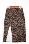 Leopard Denim Midi Skirt