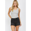 High Rise Split Detailed Denim Shorts