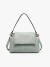 Juliana Flapover Shoulder Bag w/ Studded Detail | Grey Teal
