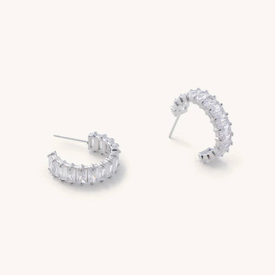 Silver Crystal Shimmer Hoops