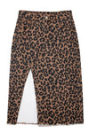 Leopard Denim Midi Skirt