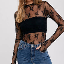  Floral Lace Mesh Layering Top