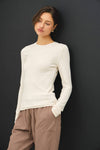 Ribbed Crew Basic Long Sleeve Top | Oatmeal