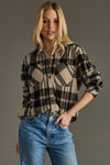 Tan & Black Plaid Button Up