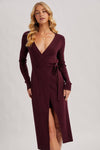 Ribbed Wrap Midi Dress