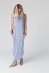 Cassie Sleeveless Pocket Slinky Maxi Dress