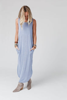  Cassie Sleeveless Pocket Slinky Maxi Dress