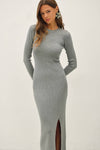 LONG SLEEVE ROUND NECK MAXI SWEATER DRESS