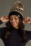 Cream, Rust, Black & Gray Pom Hat