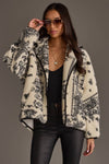 Cream & Black Paisley Fleece Coatigan