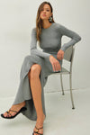 LONG SLEEVE ROUND NECK MAXI SWEATER DRESS