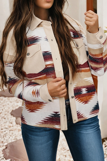  Striped Patchwork Raw Hem Shacket