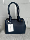 Blair Classic Satchel Bag – Knotted Handles & Strap | Navy