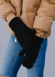  Black Knit Mittens