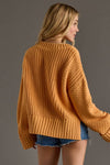 Orange Knit Cropped Button Up Cardigan