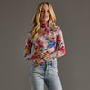 Multicolored Abstract Floral Mesh Top