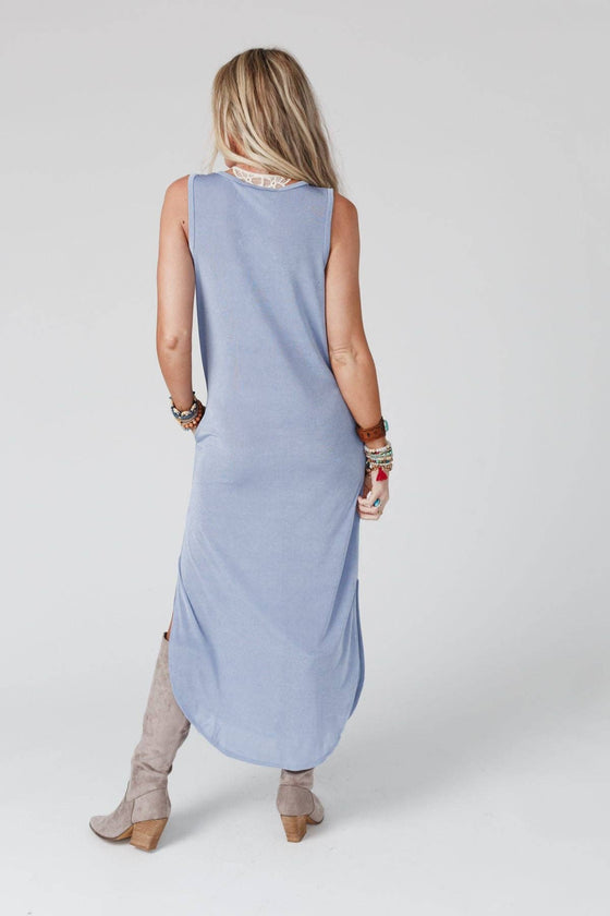 Cassie Sleeveless Pocket Slinky Maxi Dress