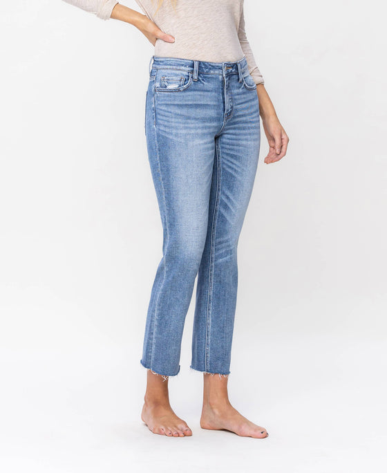 Mid Rise Slim Straight Jeans