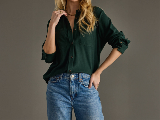 Hunter Green Super Soft Button Up