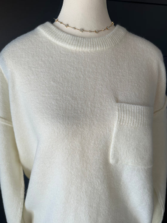 Zenana Melange Hi Low Hem Pocket Sweater