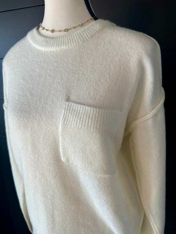 Zenana Melange Hi Low Hem Pocket Sweater