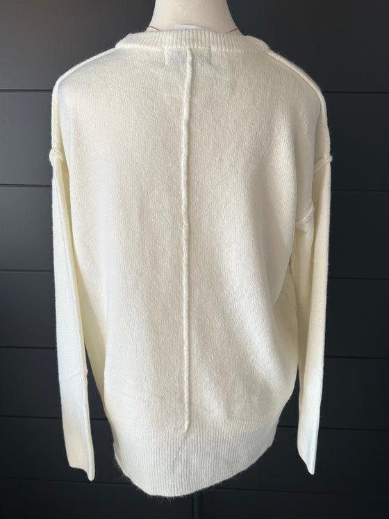 Zenana Melange Hi Low Hem Pocket Sweater