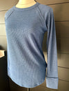 Zenana Waffle Long Sleeve Top - Blue