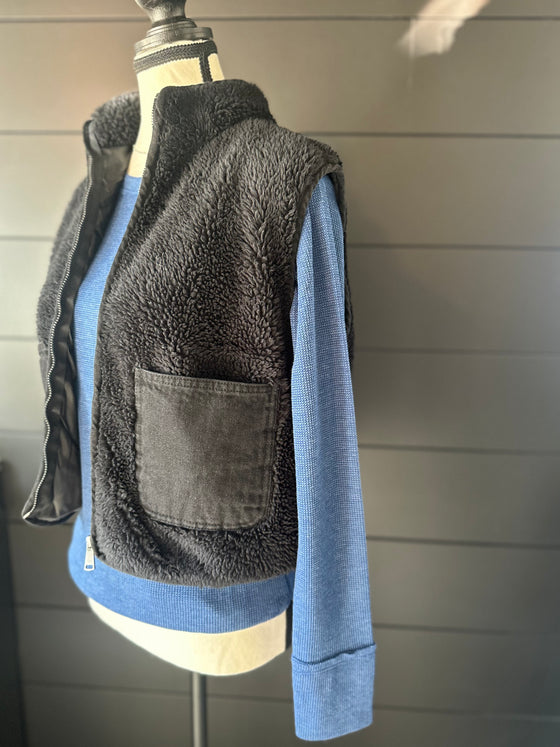 Zenana Waffle Long Sleeve Top - Blue