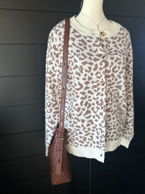 Chunky Leopard Cardigan Sweater