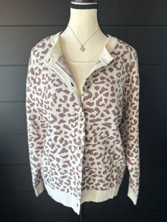 Chunky Leopard Cardigan Sweater